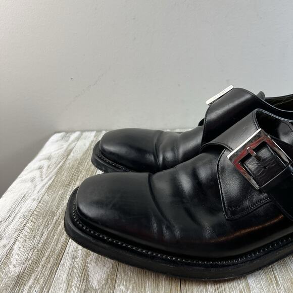 Bruno Magli Mens Sz 9 Black monk strap leather dress shoes Buckle Made In Italy main image 6